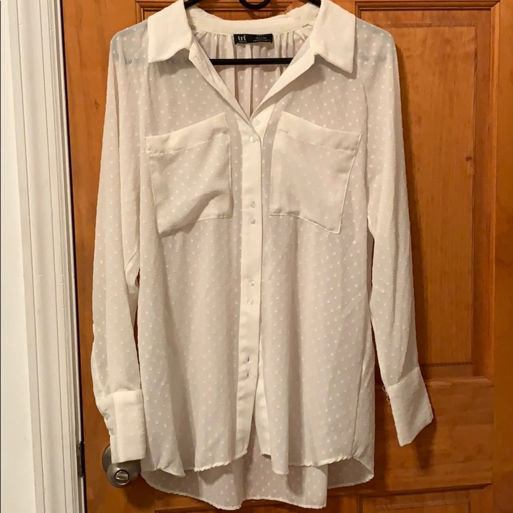 Zara sheer polka dot button down